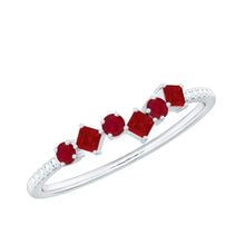 Load image into Gallery viewer, Minimal Ruby Half Eternity Ring with Diamond