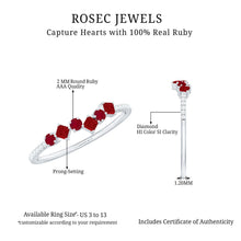 Load image into Gallery viewer, Minimal Ruby Half Eternity Ring with Diamond