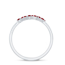 Load image into Gallery viewer, Minimal Ruby Half Eternity Ring with Diamond