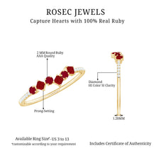 Load image into Gallery viewer, Minimal Ruby Half Eternity Ring with Diamond