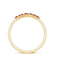 Load image into Gallery viewer, Minimal Ruby Half Eternity Ring with Diamond