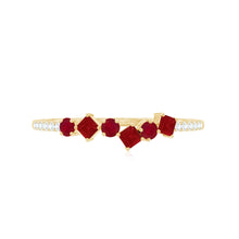 Load image into Gallery viewer, Minimal Ruby Half Eternity Ring with Diamond