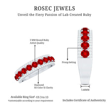 Load image into Gallery viewer, Lab Created Ruby and Diamond Wedding Anniversary Band with Certificate