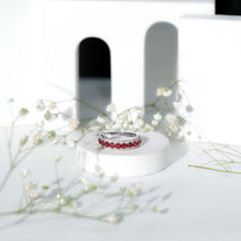 Load image into Gallery viewer, Lab Created Ruby and Diamond Wedding Anniversary Band with Certificate