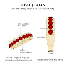 Load image into Gallery viewer, Lab Created Ruby and Diamond Wedding Anniversary Band with Certificate