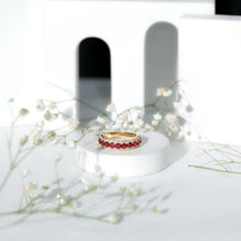 Load image into Gallery viewer, Lab Created Ruby and Diamond Wedding Anniversary Band with Certificate