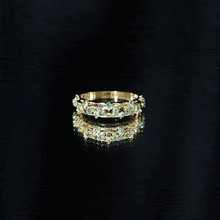 Load image into Gallery viewer, Natural Emerald Filigree Wedding Band for Women