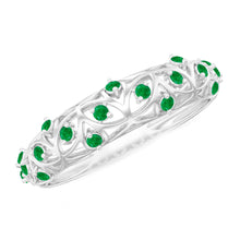 Load image into Gallery viewer, Natural Emerald Filigree Wedding Band for Women