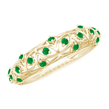 Load image into Gallery viewer, Natural Emerald Filigree Wedding Band for Women