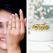 Load image into Gallery viewer, Natural Emerald Filigree Wedding Band for Women