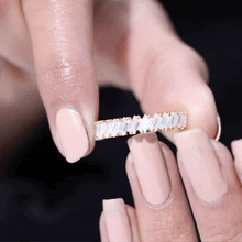 Load image into Gallery viewer, Certified Moissanite Baguette Cut Half Eternity Ring
