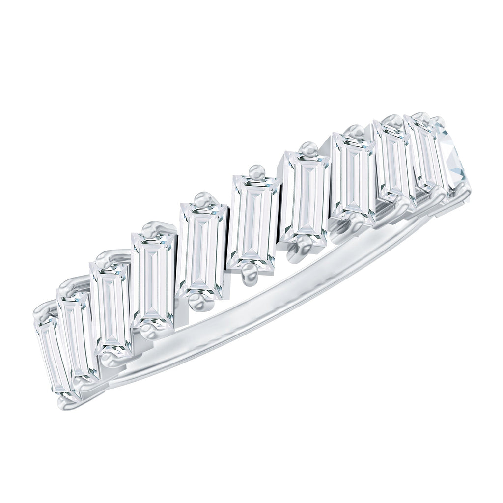 Certified Moissanite Baguette Cut Half Eternity Ring