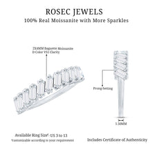 Load image into Gallery viewer, Certified Moissanite Baguette Cut Half Eternity Ring