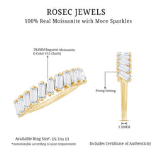 Load image into Gallery viewer, Certified Moissanite Baguette Cut Half Eternity Ring