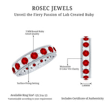 Load image into Gallery viewer, Round Cut Lab Created Ruby and Diamond Wedding Band