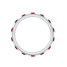 Load image into Gallery viewer, Round Cut Lab Created Ruby and Diamond Wedding Band