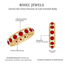 Load image into Gallery viewer, Round Cut Lab Created Ruby and Diamond Wedding Band