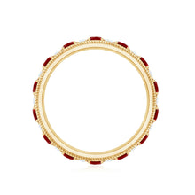 Load image into Gallery viewer, Round Cut Lab Created Ruby and Diamond Wedding Band