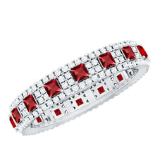 Load image into Gallery viewer, Princess Cut Lab Created Ruby Wedding Band with Diamonds