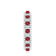 Load image into Gallery viewer, Princess Cut Lab Created Ruby Wedding Band with Diamonds