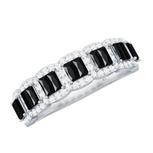 Load image into Gallery viewer, Baguette Cut Lab Grown Black and White Diamond Half Eternity Band