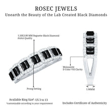 Load image into Gallery viewer, Baguette Cut Lab Grown Black and White Diamond Half Eternity Band