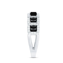 Load image into Gallery viewer, Baguette Cut Lab Grown Black and White Diamond Half Eternity Band