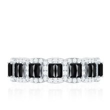 Load image into Gallery viewer, Baguette Cut Lab Grown Black and White Diamond Half Eternity Band