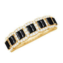Load image into Gallery viewer, Baguette Cut Lab Grown Black and White Diamond Half Eternity Band
