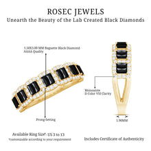Load image into Gallery viewer, Baguette Cut Lab Grown Black and White Diamond Half Eternity Band