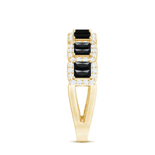 Load image into Gallery viewer, Baguette Cut Lab Grown Black and White Diamond Half Eternity Band