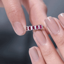 Load image into Gallery viewer, Minimalist Lab Created Ruby and Diamond Cluster Promise Ring