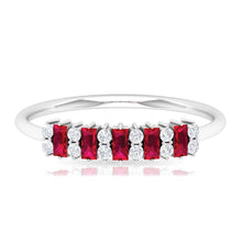Load image into Gallery viewer, Minimalist Lab Created Ruby and Diamond Cluster Promise Ring