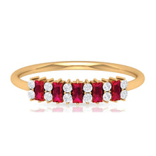 Load image into Gallery viewer, Minimalist Lab Created Ruby and Diamond Cluster Promise Ring