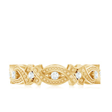 Load image into Gallery viewer, Vintage Inspired Moissanite Beaded Wedding Band
