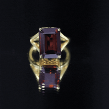 Load image into Gallery viewer, Certified 9 Carat Lab Grown Garnet Emerald Cut Engagement Ring with Split Shank