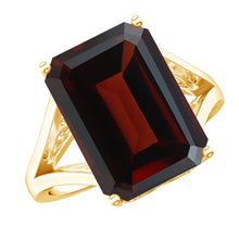 Load image into Gallery viewer, Certified 9 Carat Lab Grown Garnet Emerald Cut Engagement Ring with Split Shank