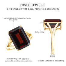 Load image into Gallery viewer, Certified 9 Carat Lab Grown Garnet Emerald Cut Engagement Ring with Split Shank