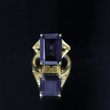 Load image into Gallery viewer, Certified 9 Carat Emerald Cut Lab Grown Amethyst Engagement Ring