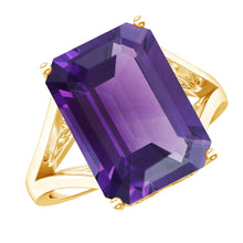 Load image into Gallery viewer, Certified 9 Carat Emerald Cut Lab Grown Amethyst Engagement Ring