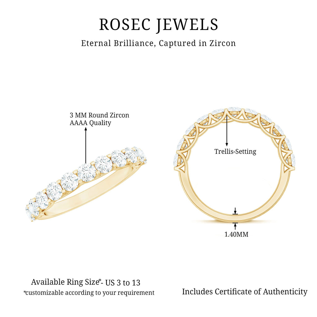 Cubic Zirconia Half Eternity Ring for Women