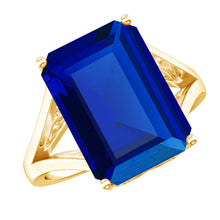 Load image into Gallery viewer, Emerald Cut 9 Carat Lab Created Blue Sapphire Engagement Ring for Women