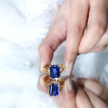 Load image into Gallery viewer, Emerald Cut 9 Carat Lab Created Blue Sapphire Engagement Ring for Women