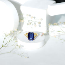 Load image into Gallery viewer, Emerald Cut 9 Carat Lab Created Blue Sapphire Engagement Ring for Women