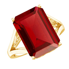 Load image into Gallery viewer, Certified 5 Carat Emerald Cut Lab Grown Ruby Engagement Ring with Split Shank