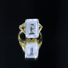 Load image into Gallery viewer, Certified 9 Carat Emerald Cut Cubic Zirconia Engagement Ring in Silver