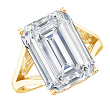 Load image into Gallery viewer, Certified 9 Carat Emerald Cut Cubic Zirconia Engagement Ring in Silver