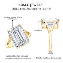 Load image into Gallery viewer, Certified 9 Carat Emerald Cut Cubic Zirconia Engagement Ring in Silver