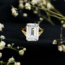 Load image into Gallery viewer, Certified 9 Carat Emerald Cut Cubic Zirconia Engagement Ring in Silver
