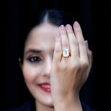Load image into Gallery viewer, Certified 9 Carat Emerald Cut Cubic Zirconia Engagement Ring in Silver